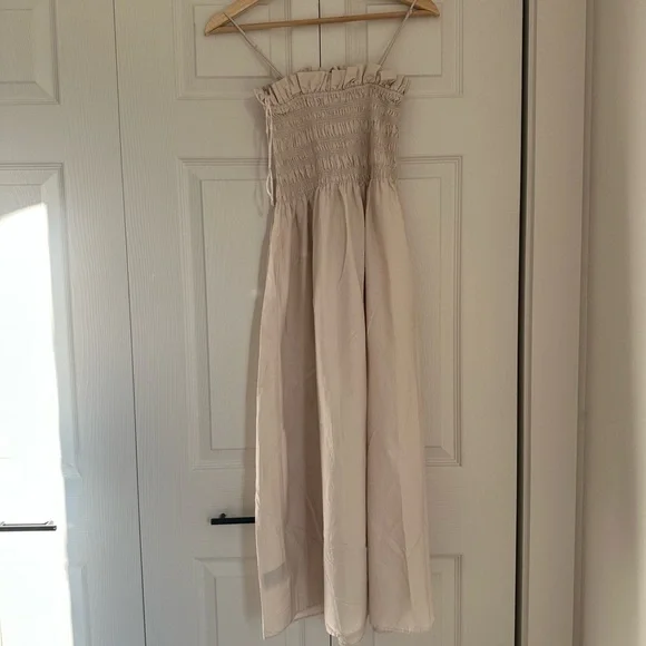 Smocked Bodice Dress Midi H&M Beige - Picture 9 of 10